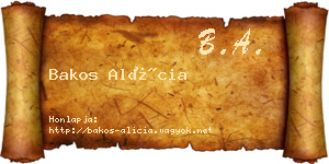 Bakos Alícia névjegykártya